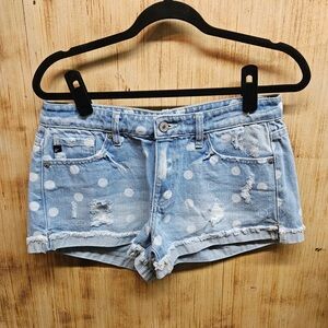 Kancan Polka Dot Light Blue Denim Shorts